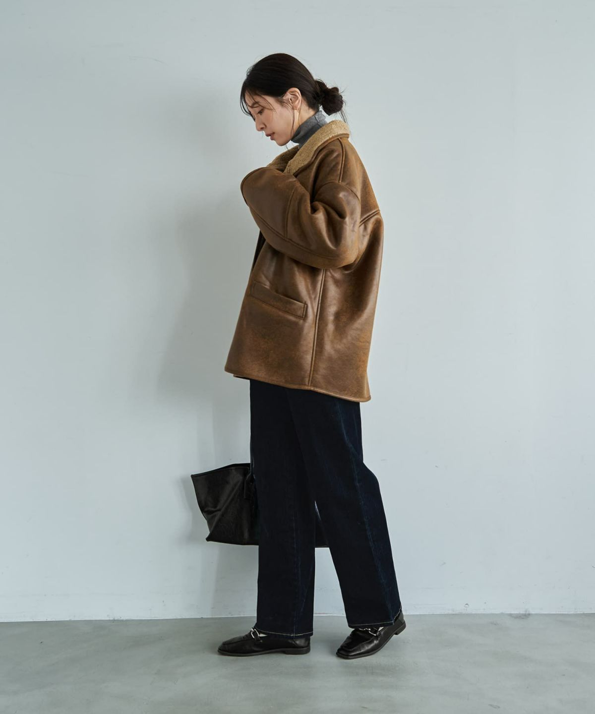 着用イメージ 166cm ブラウン