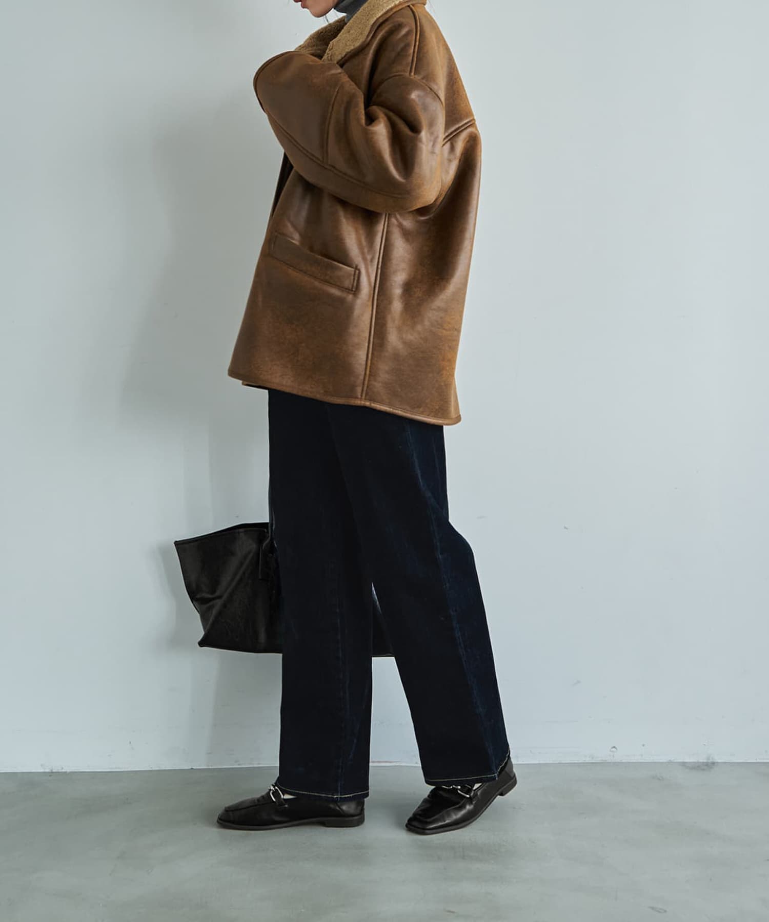 着用イメージ 166cm ブラウン