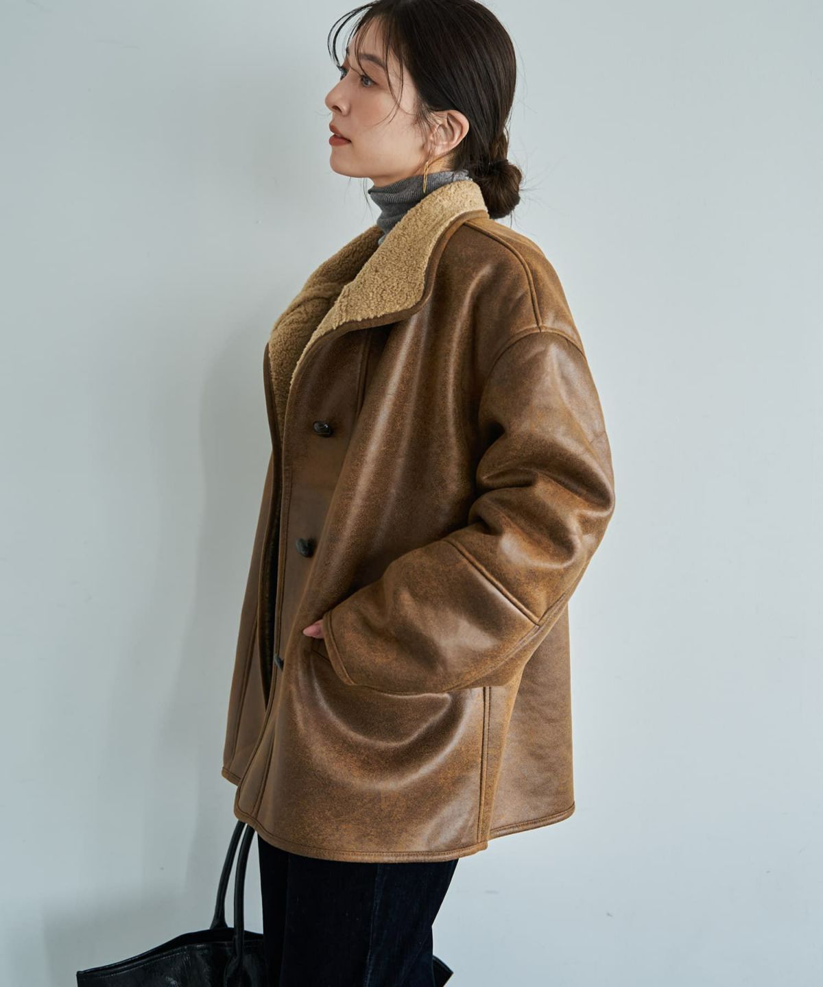 着用イメージ 166cm ブラウン