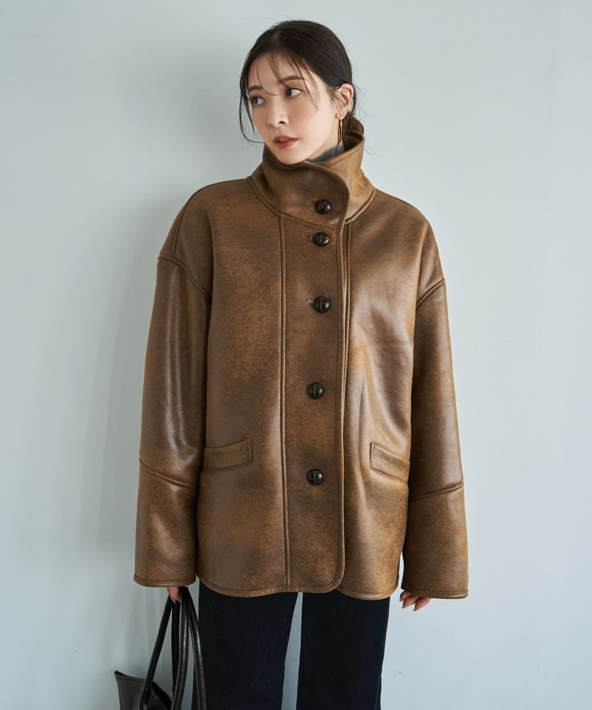 着用イメージ 166cm ブラウン