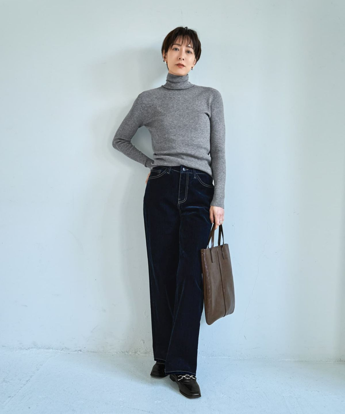 着用イメージ 167cm ライトグレー