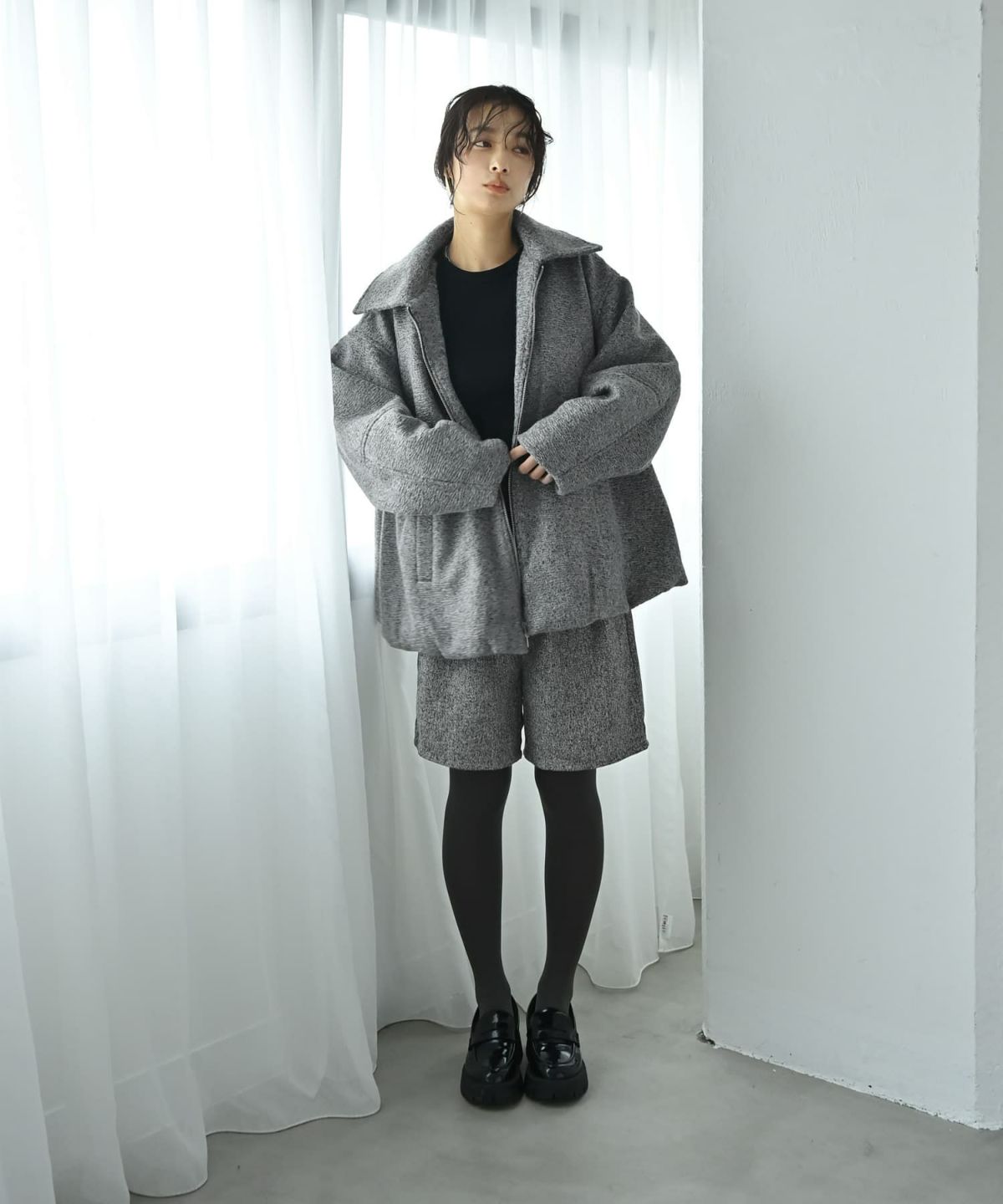 着用イメージ 167cm チャコール