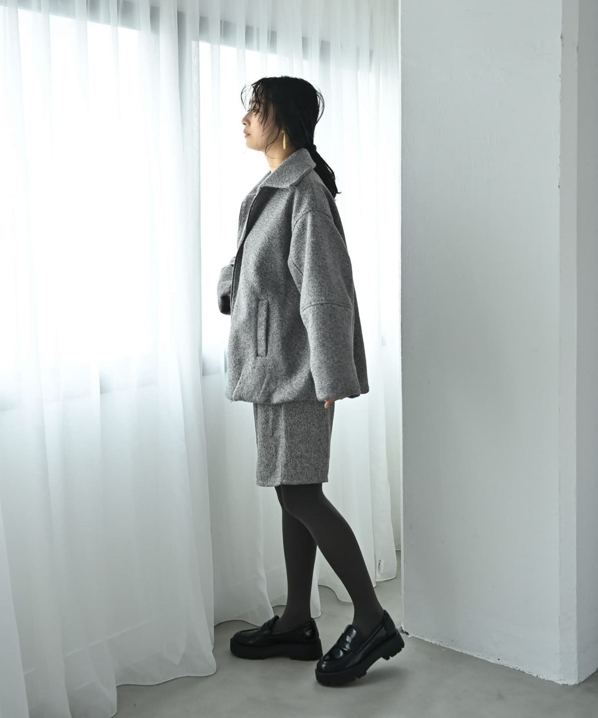 着用イメージ 167cm チャコール