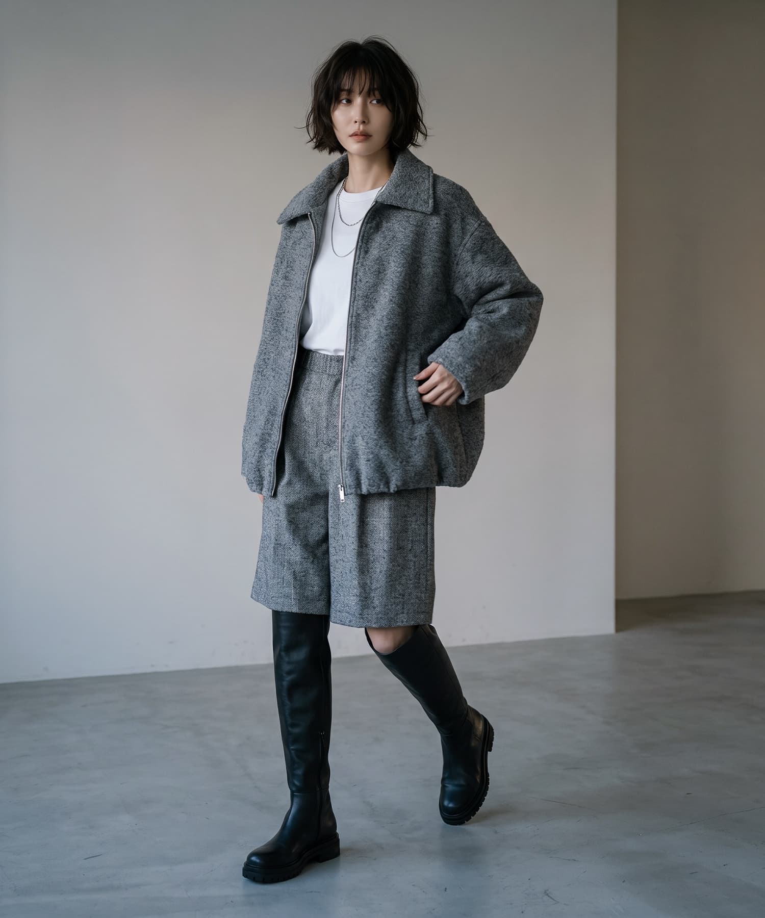 着用イメージ 167cm チャコール