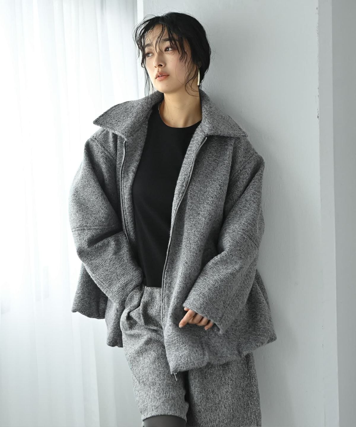 着用イメージ 167cm チャコール