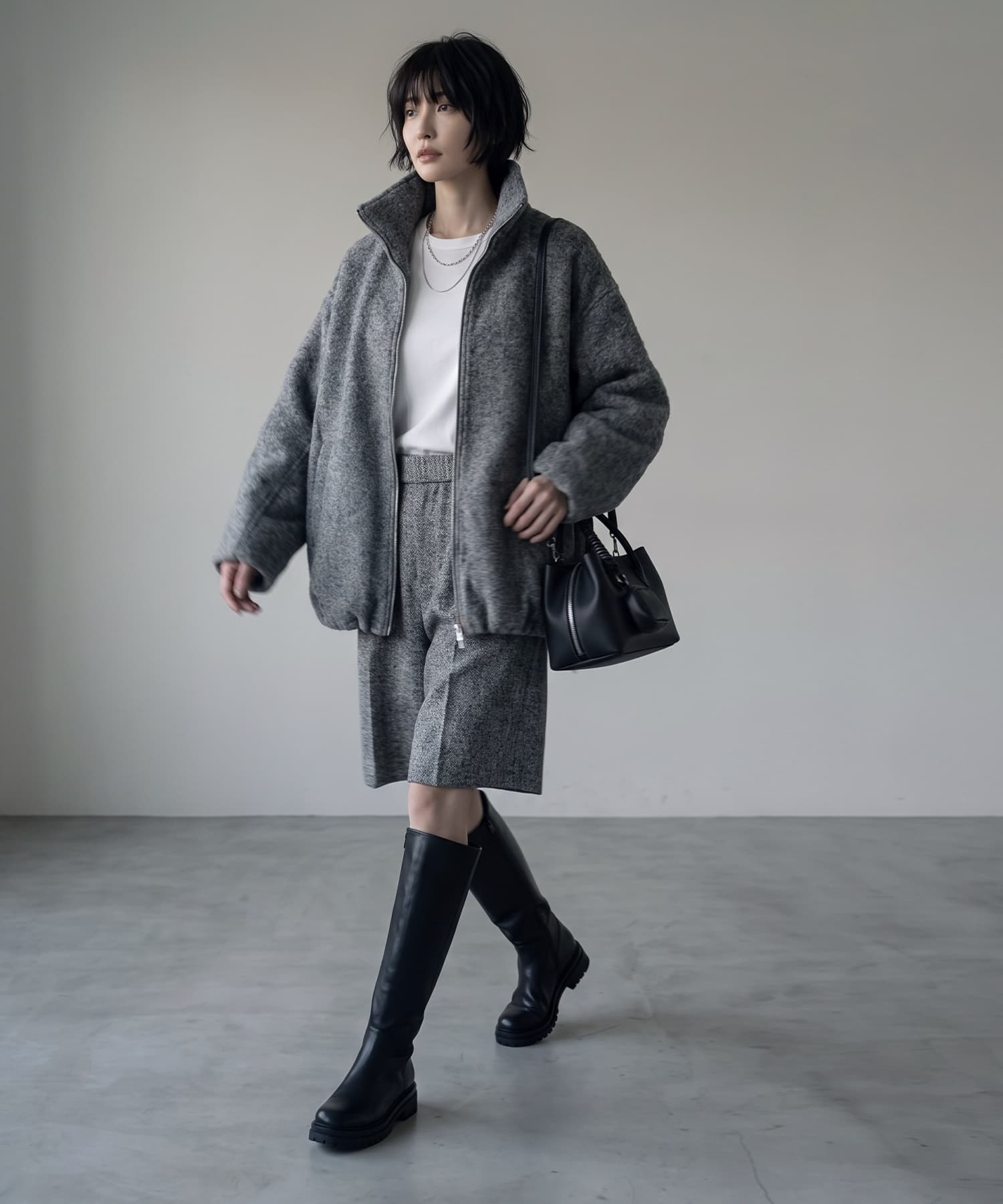 着用イメージ 167cm チャコール