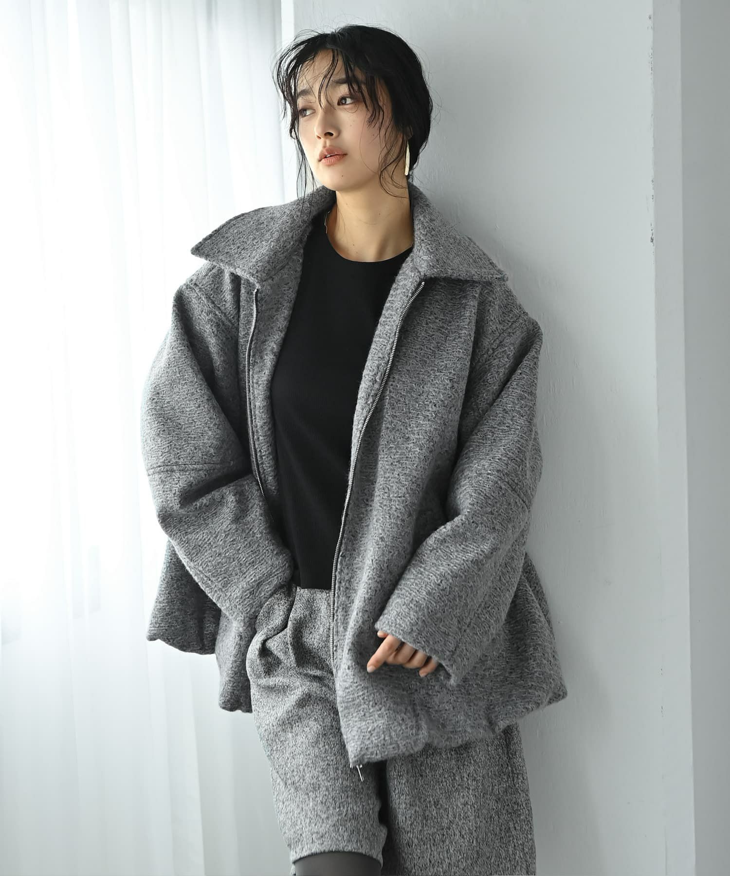着用イメージ 167cm チャコール