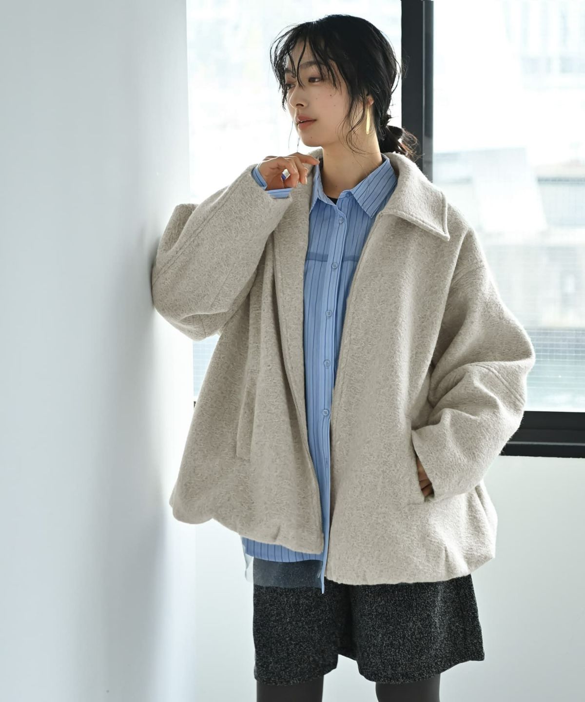 着用イメージ 167cm アイボリー