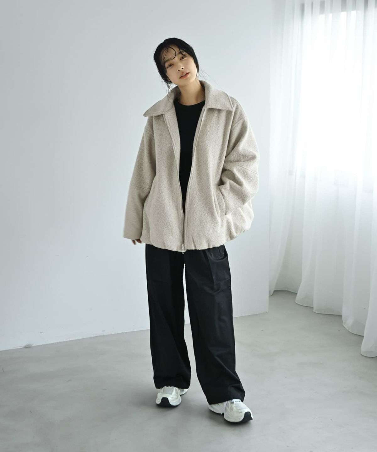 着用イメージ 167cm アイボリー