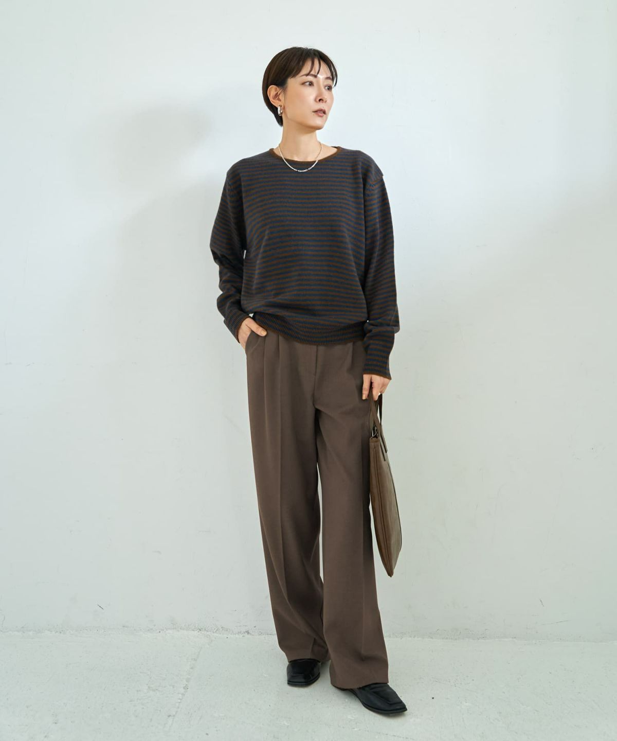 着用イメージ 167cm ブラウンミックス