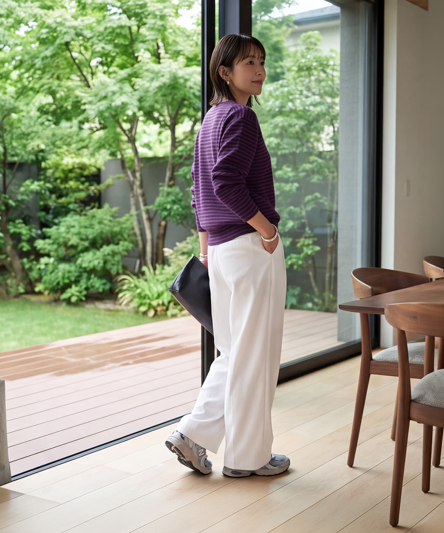 着用イメージ 167cm ブラウンミックス
