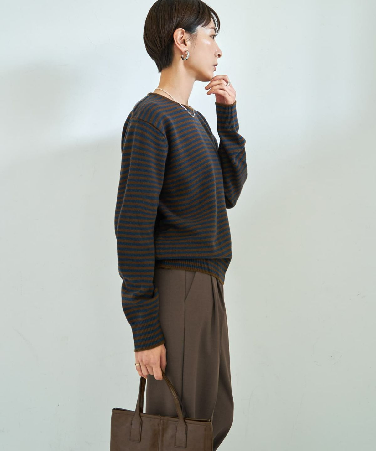 着用イメージ 167cm ブラウンミックス