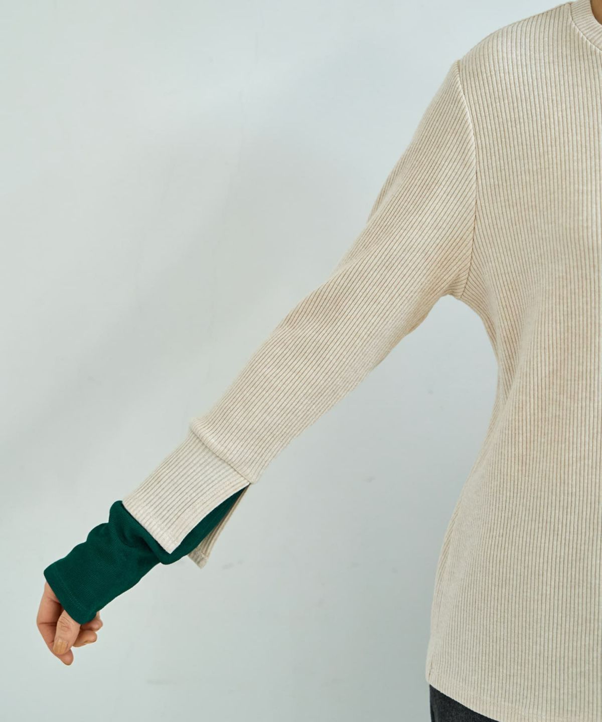 着用イメージ 167cm ライトベージュ×グリーン