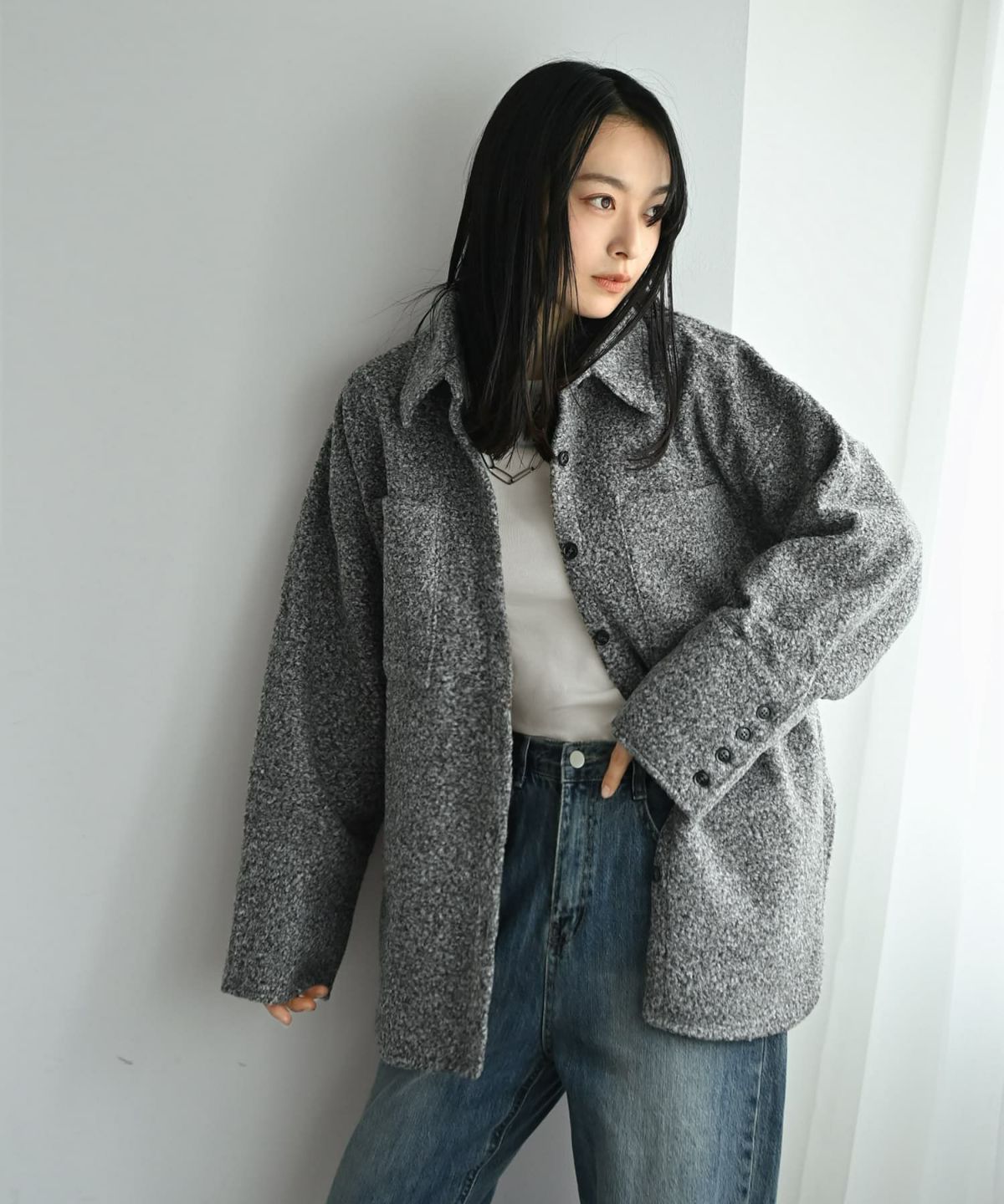 着用イメージ 167cm グレー