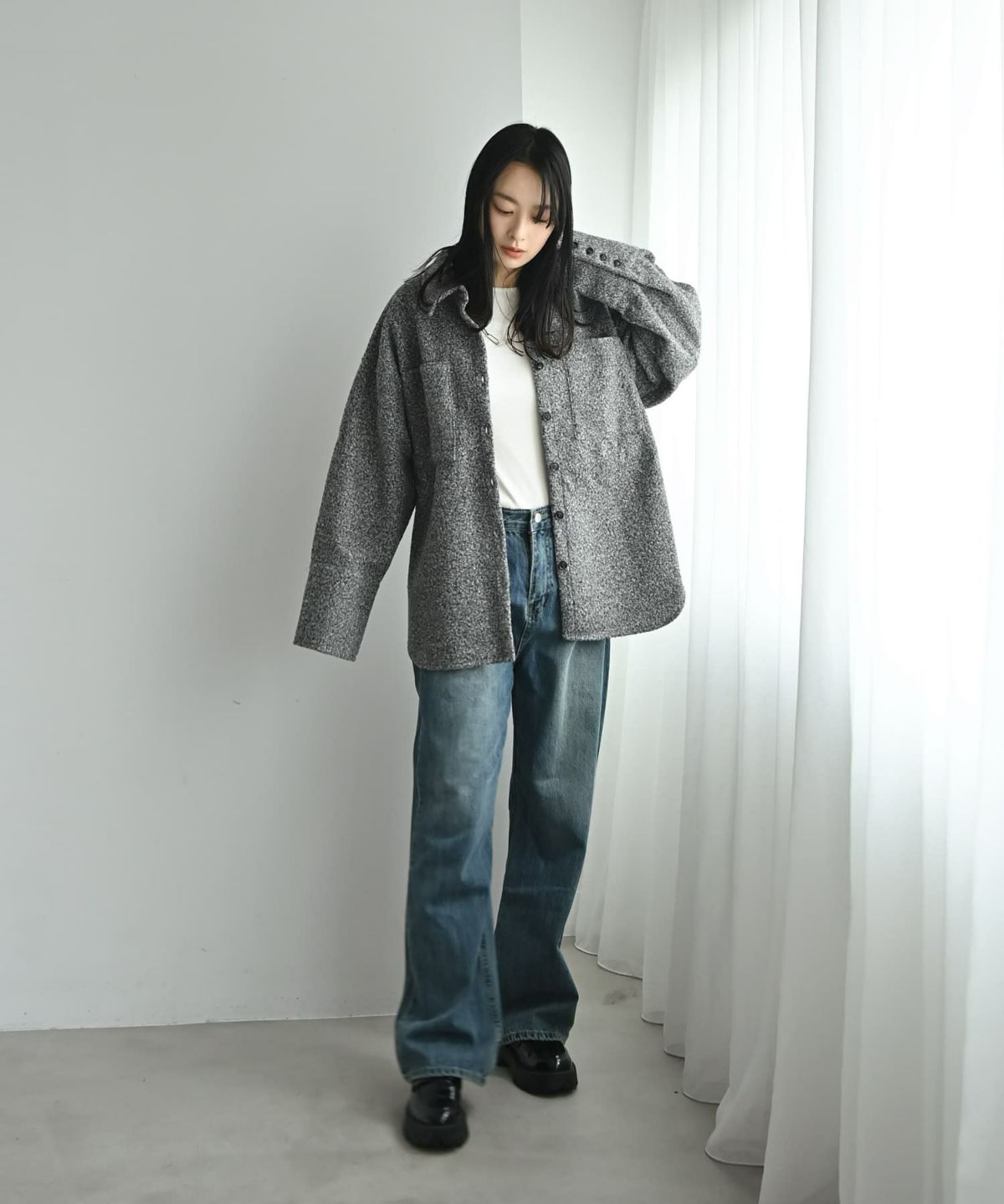 着用イメージ 167cm グレー