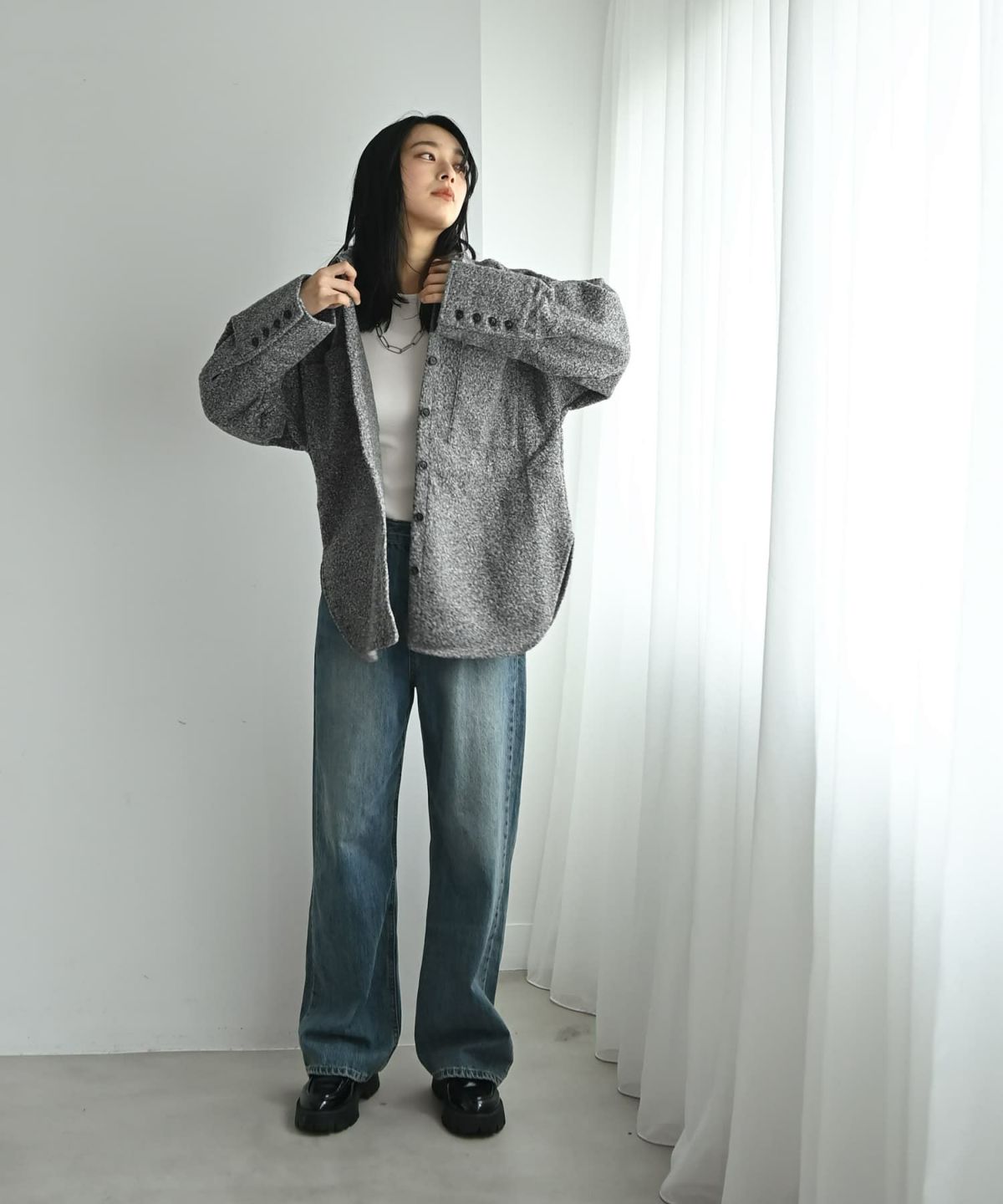 着用イメージ 167cm グレー