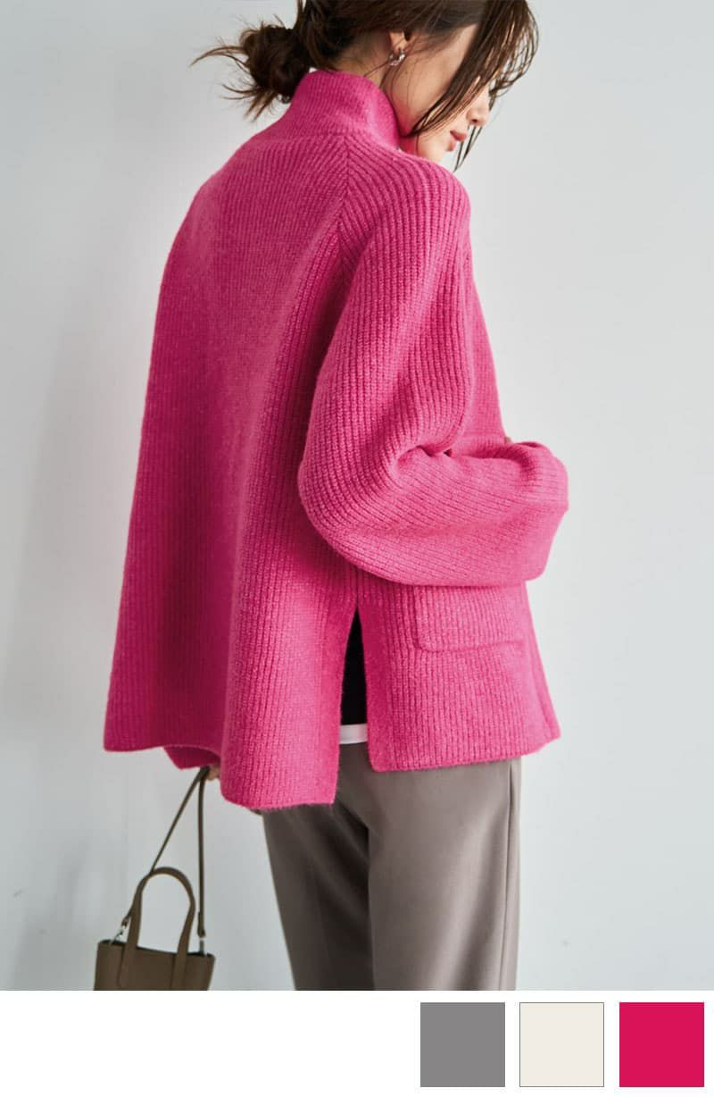 ダブルジップスタンドネックニットジャケット | おしゃれな大人