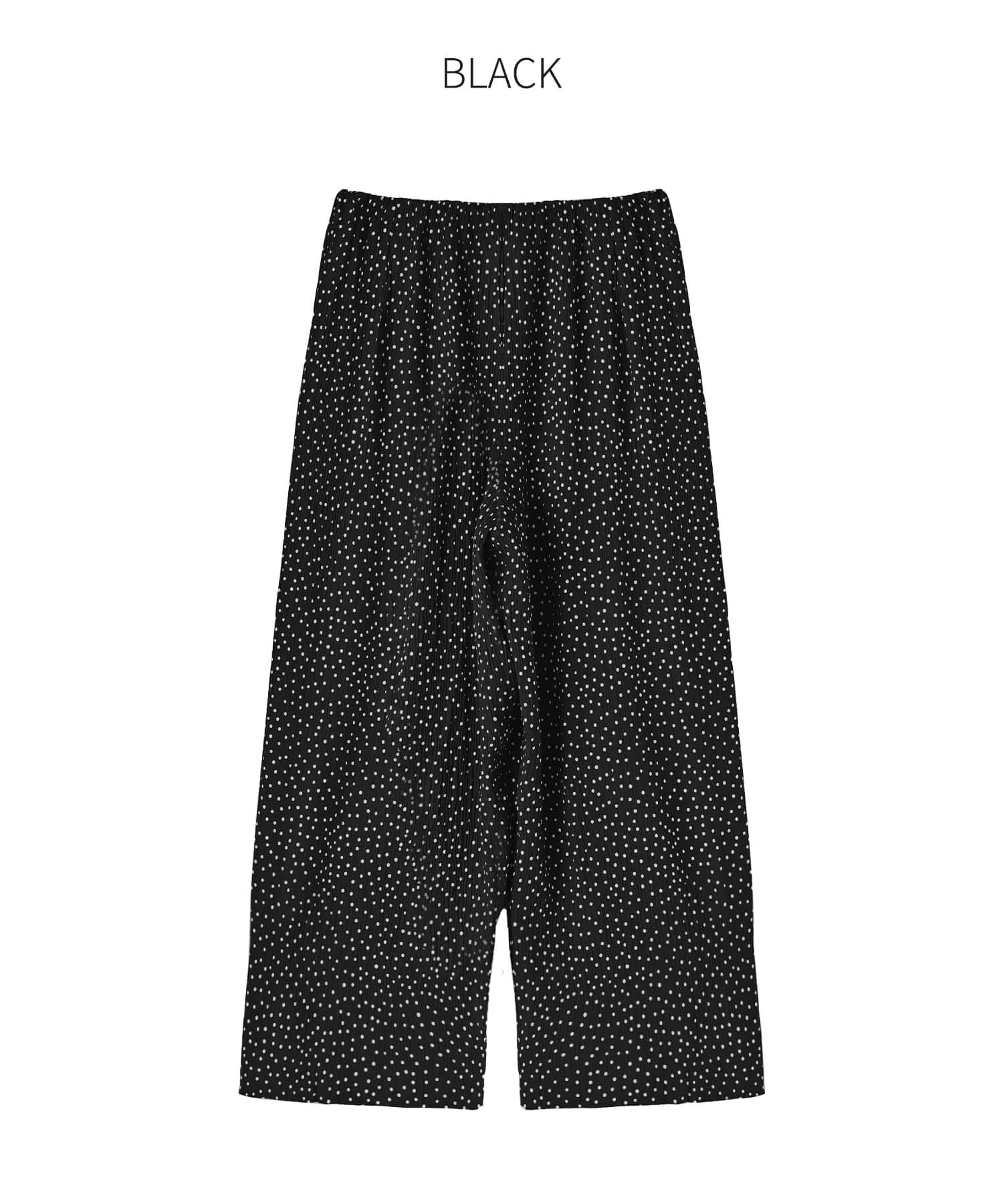 LUXE】楊柳スモールドット柄プリーツパンツ | おしゃれな大人