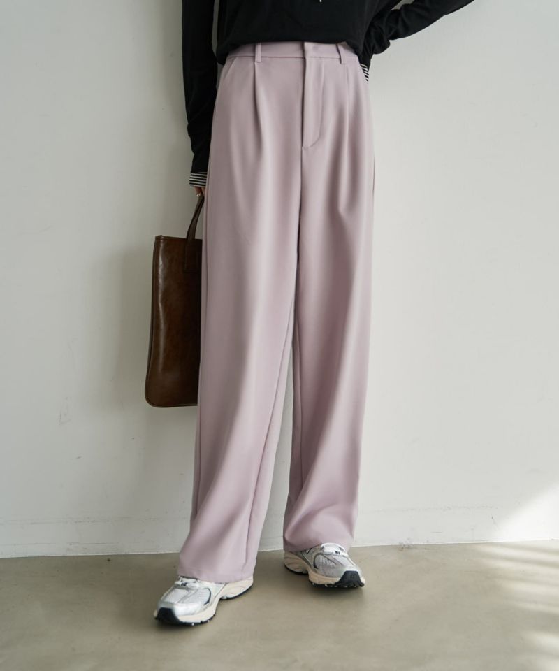 裏地付きストレッチツイルワイドパンツ | おしゃれな大人レディース