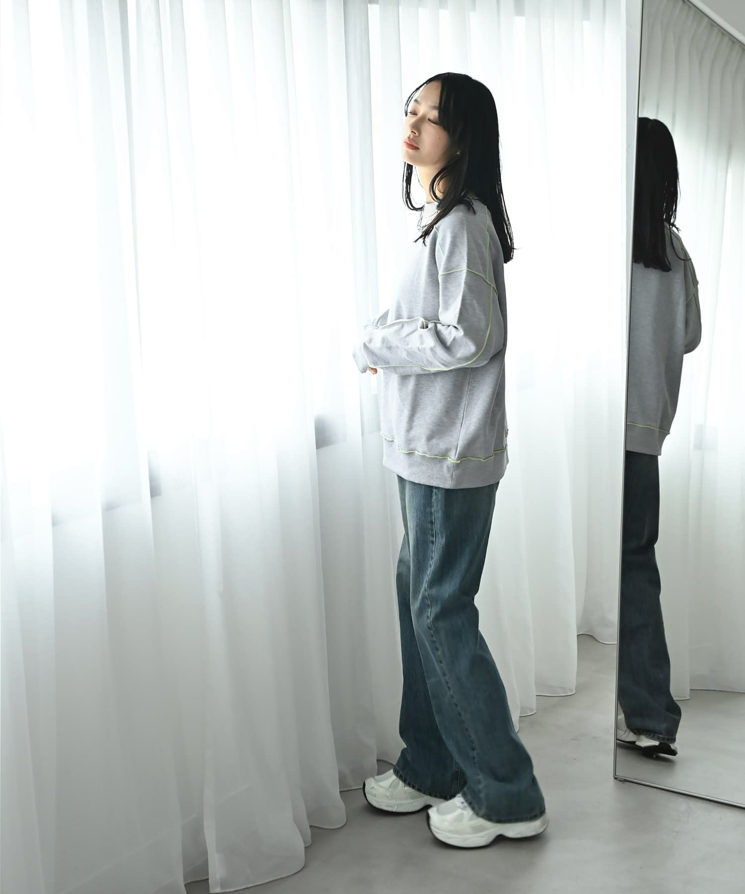 着用イメージ 167cm 杢グレー
