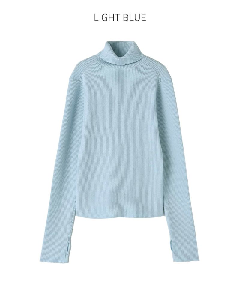 柔らかなカシミヤ混リブ編みタートルニット | おしゃれな大人