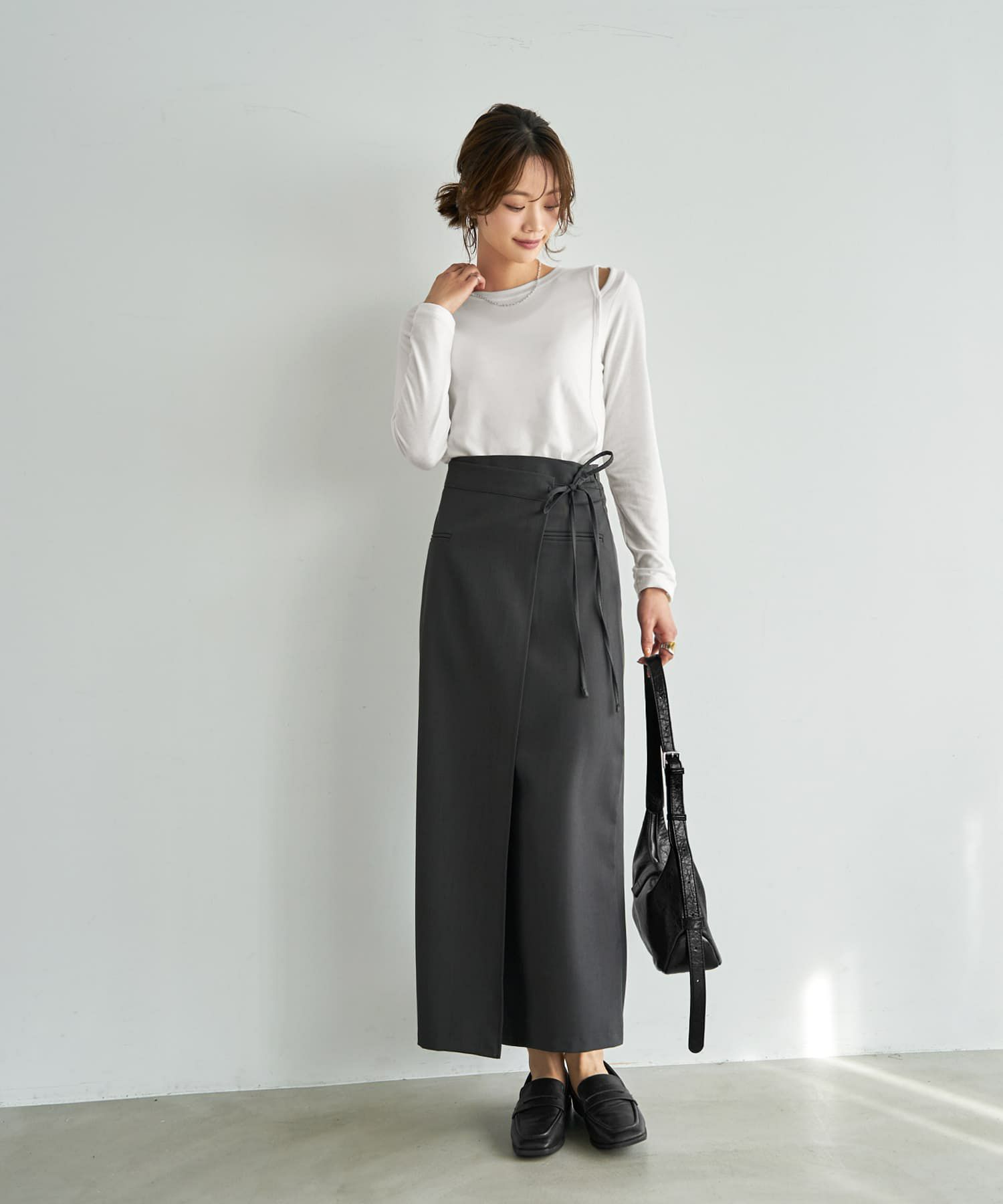 着用イメージ 167cm チャコール