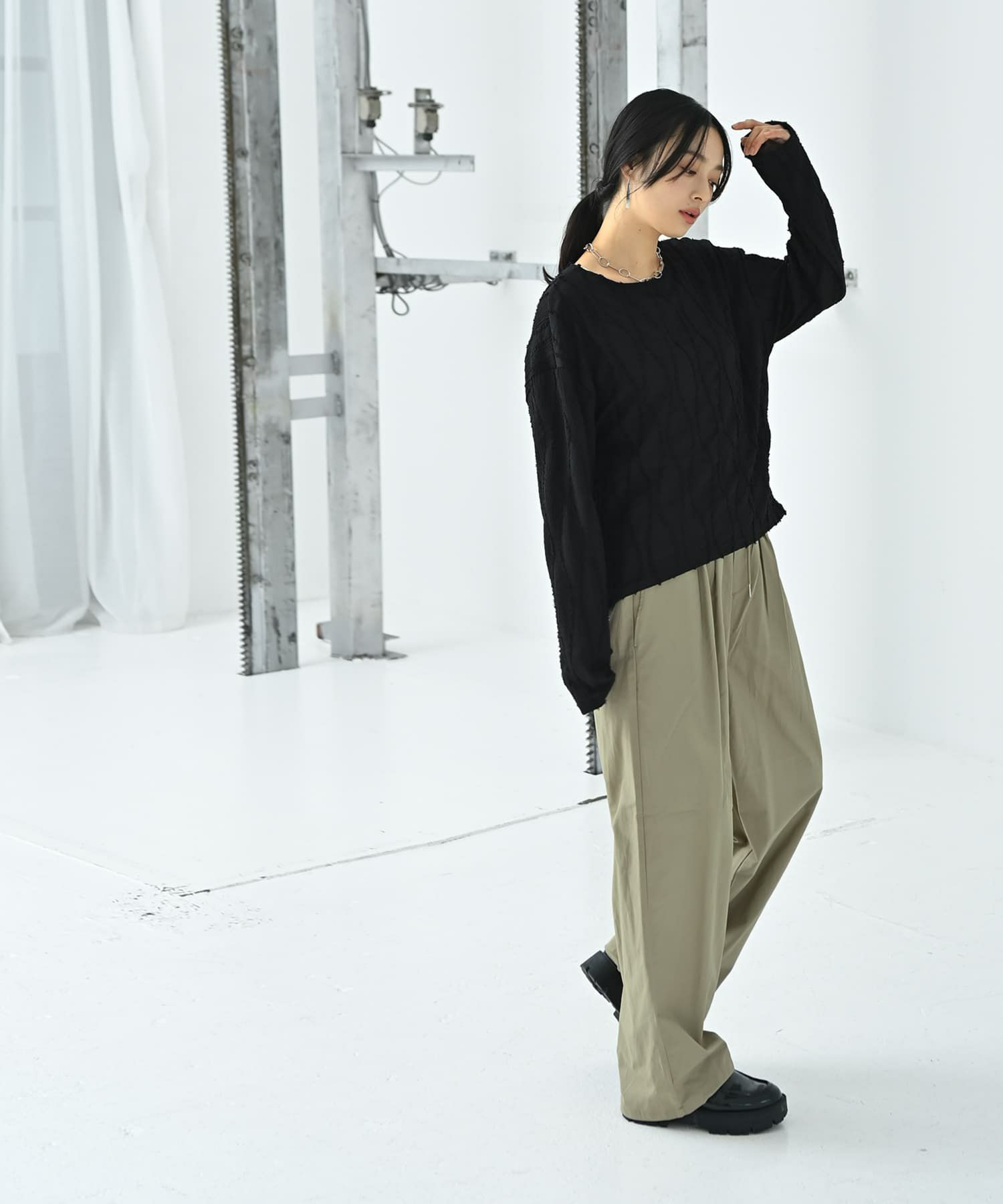 着用イメージ 167cm ベージュ