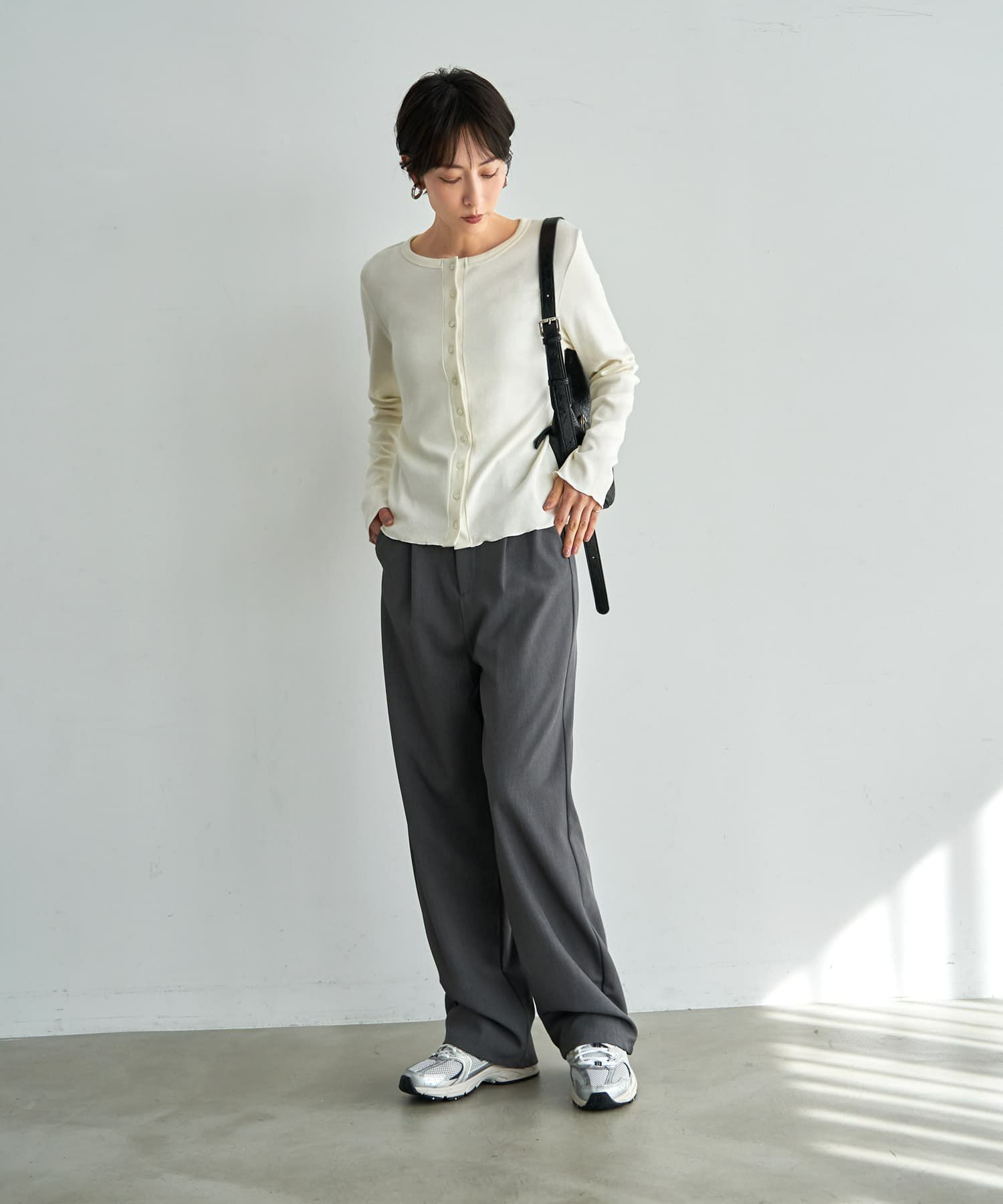着用イメージ 167cm アイボリー