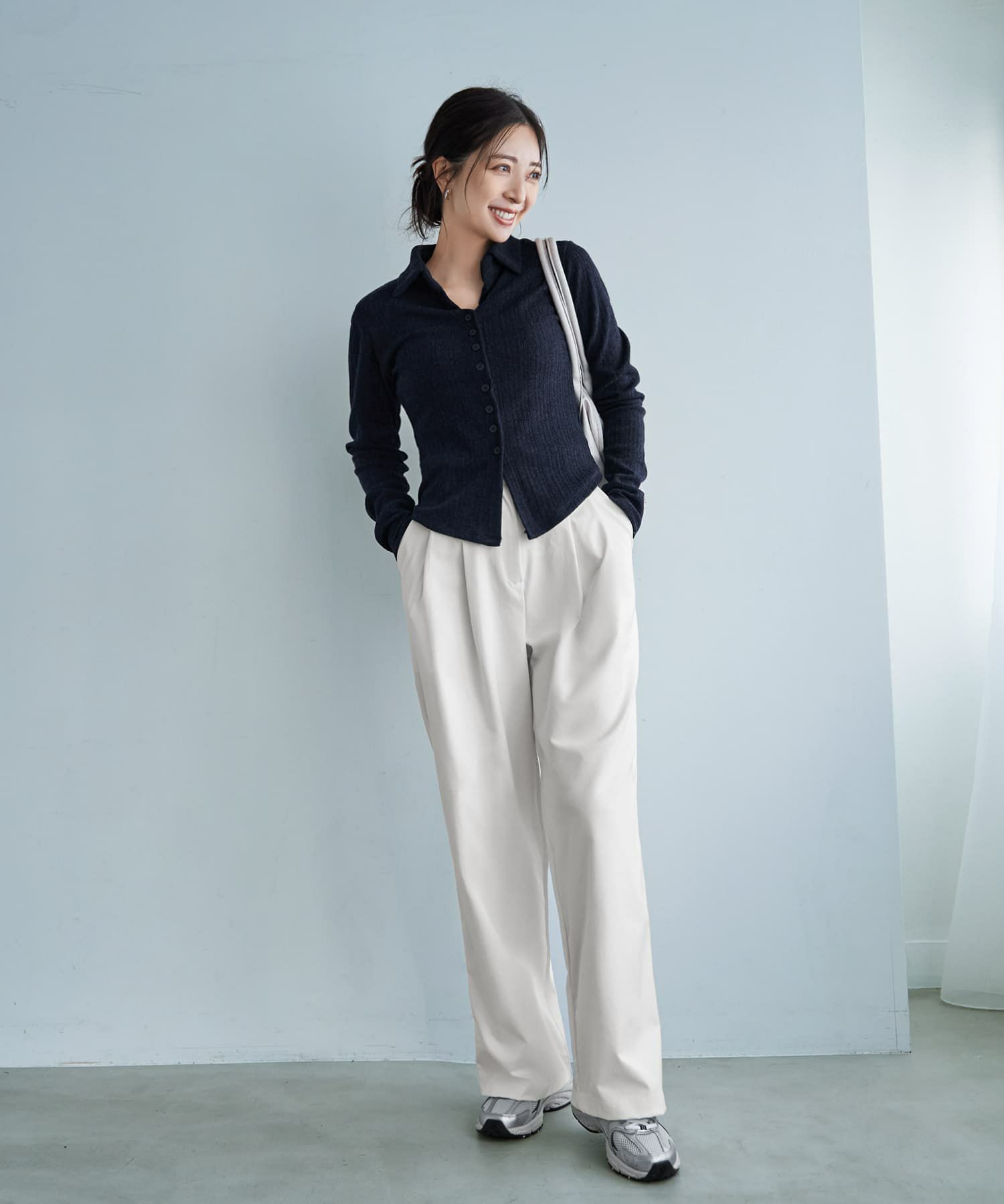 着用イメージ 166cm ネイビー