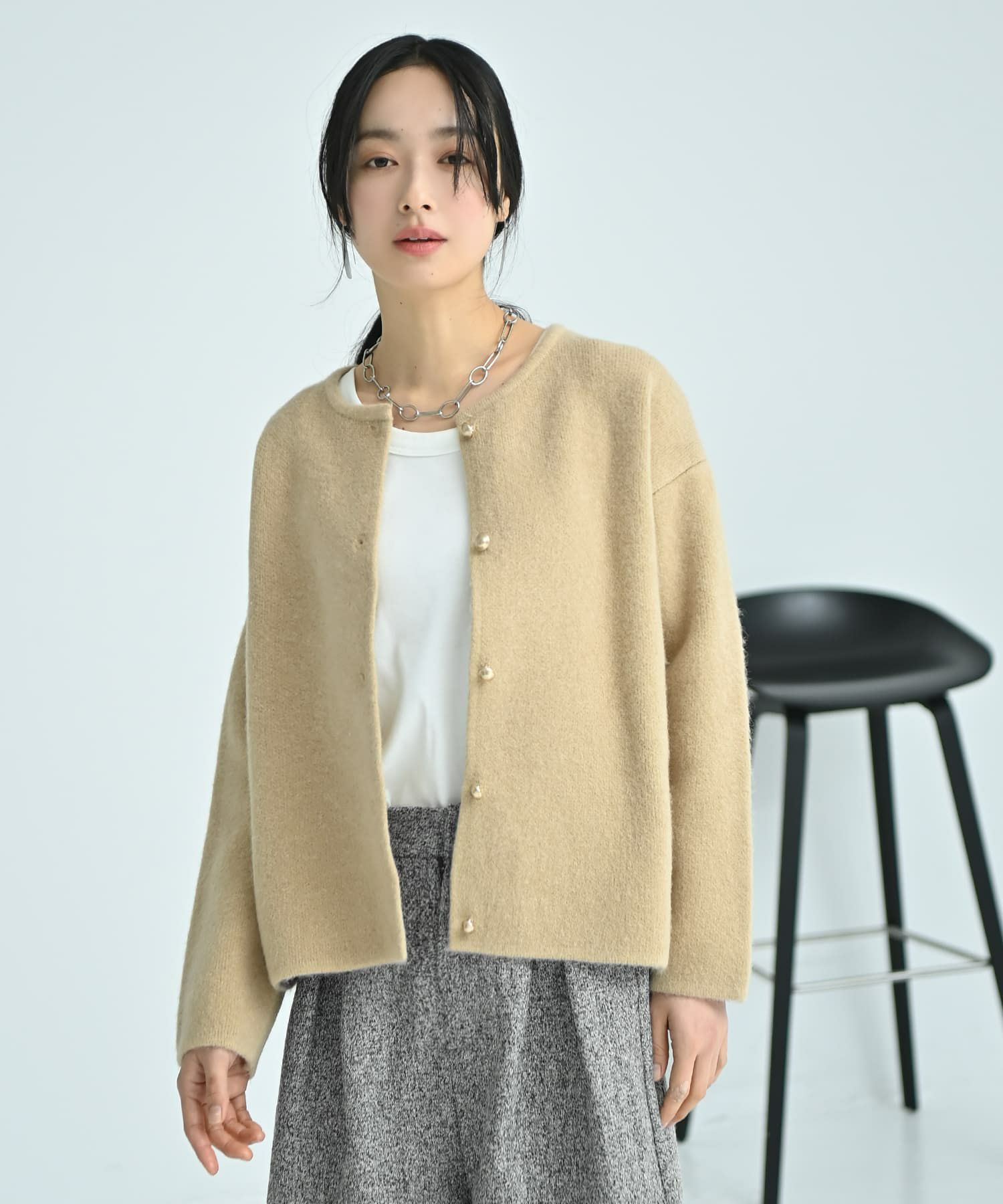 着用イメージ 167cm ベージュ